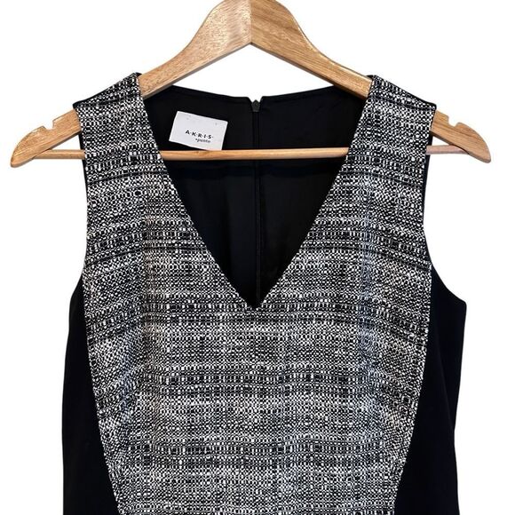 Akris Punto Black and Gray Sleeveless Sheath Midi Dress Size 8 - Picture 4 of 8